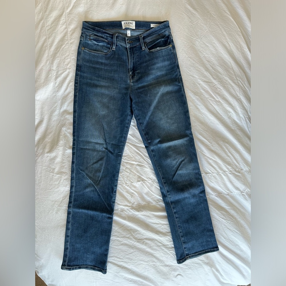 Frame denim le high straight blue jeans size 27